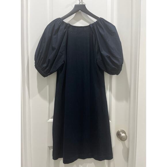 Anthropologie Maeve Women’s Annika Knit Dress Puff Sleeve V-Neck Black Sz S - Picture 7 of 8